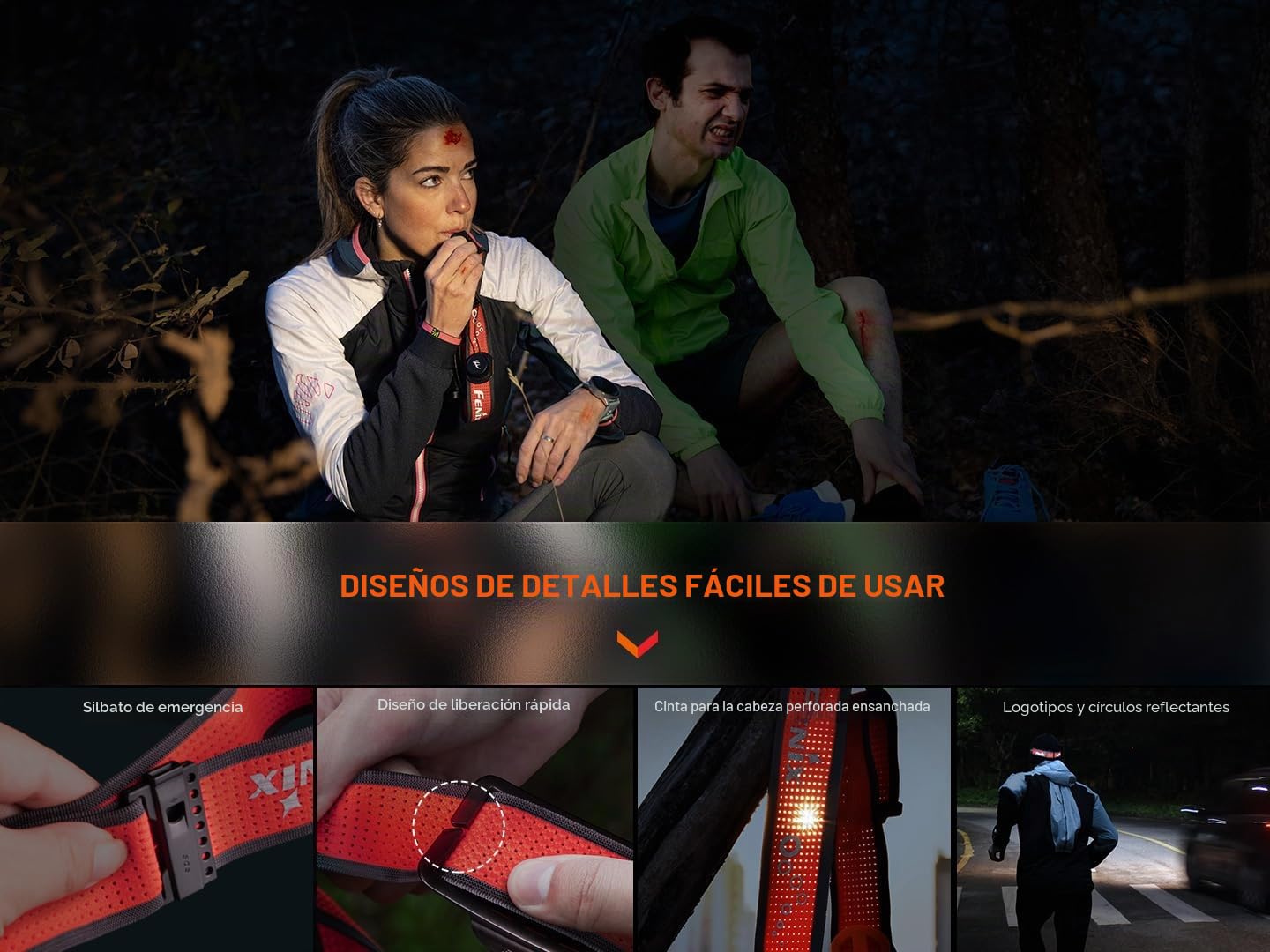 FENIX HM65R-T v2.0 - Linterna frontal recargable ligera para correr y al aire libre | 1600 lúmenes | 170 m | 300 horas máximo | Diadema deportiva ajustable de clic bidireccional | Vigas blancas y