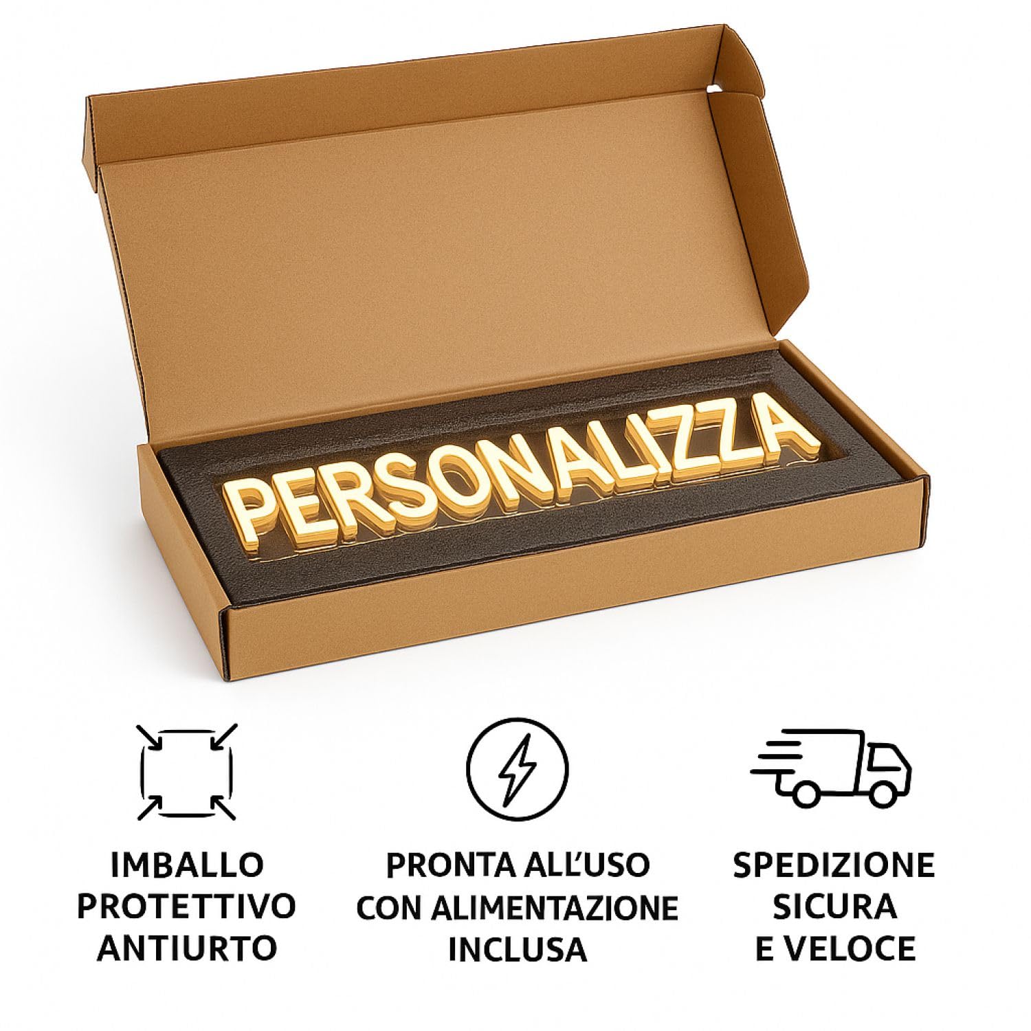 Gruppo Veneziano - insegna Neon Led Personalizzata Personalizza Ora la Tua Scritta Led luminosa - ideale per regali, feste, negozi - 100% Made in Italy