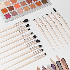 docolor Makeup Brush Set Professional, 15 PCS Black Wood Handle Makeup Brushes, Premium Cruelty-Free Synthetic Fiber Hair, Travel Make up Brushes Set with Case