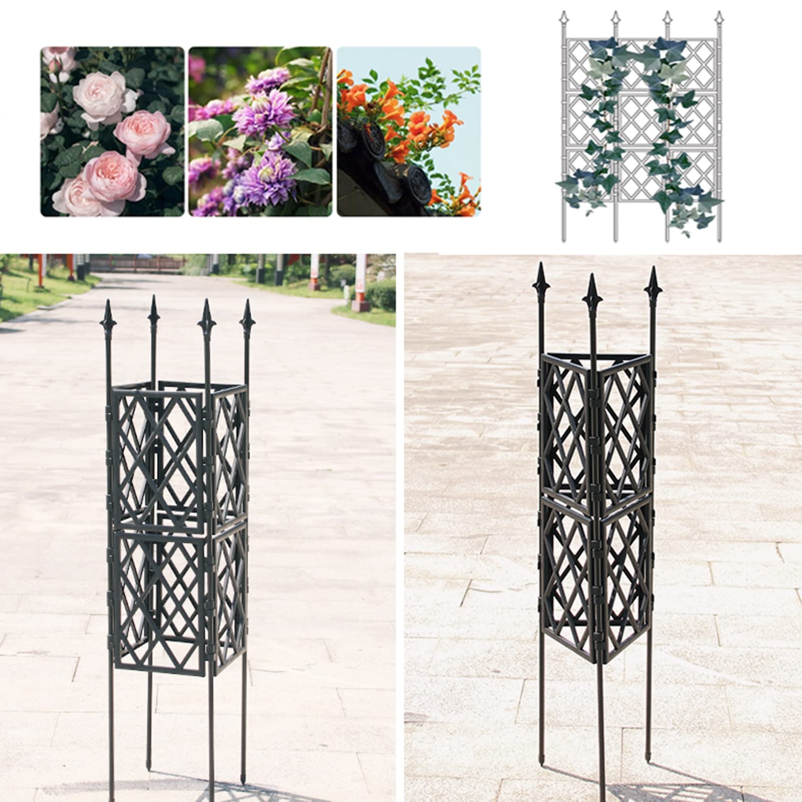 130 cm Metall-Garten-Rankgitter für Kletterpflanzen, ideal für Rosen, Gemüse und Blumen, stabiles Pflanzenklettergerüst, Turm für den Außenbereich, Gartendekoration, dekorative und funktionale