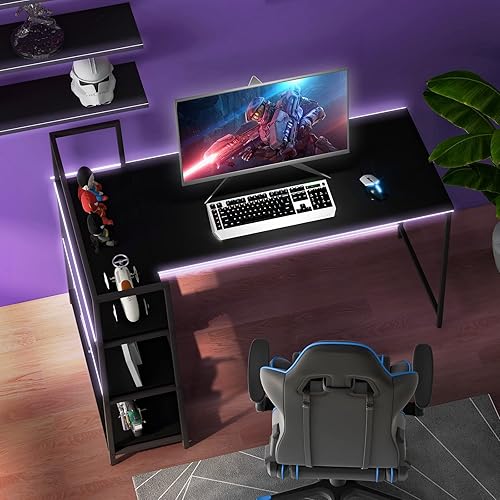 Miniatura 8 de COSTWAY Escritorio para computadora en forma de L de 59 pulgadas, escritorio esquinero reversible grande con estantes de almacenamiento abiertos,