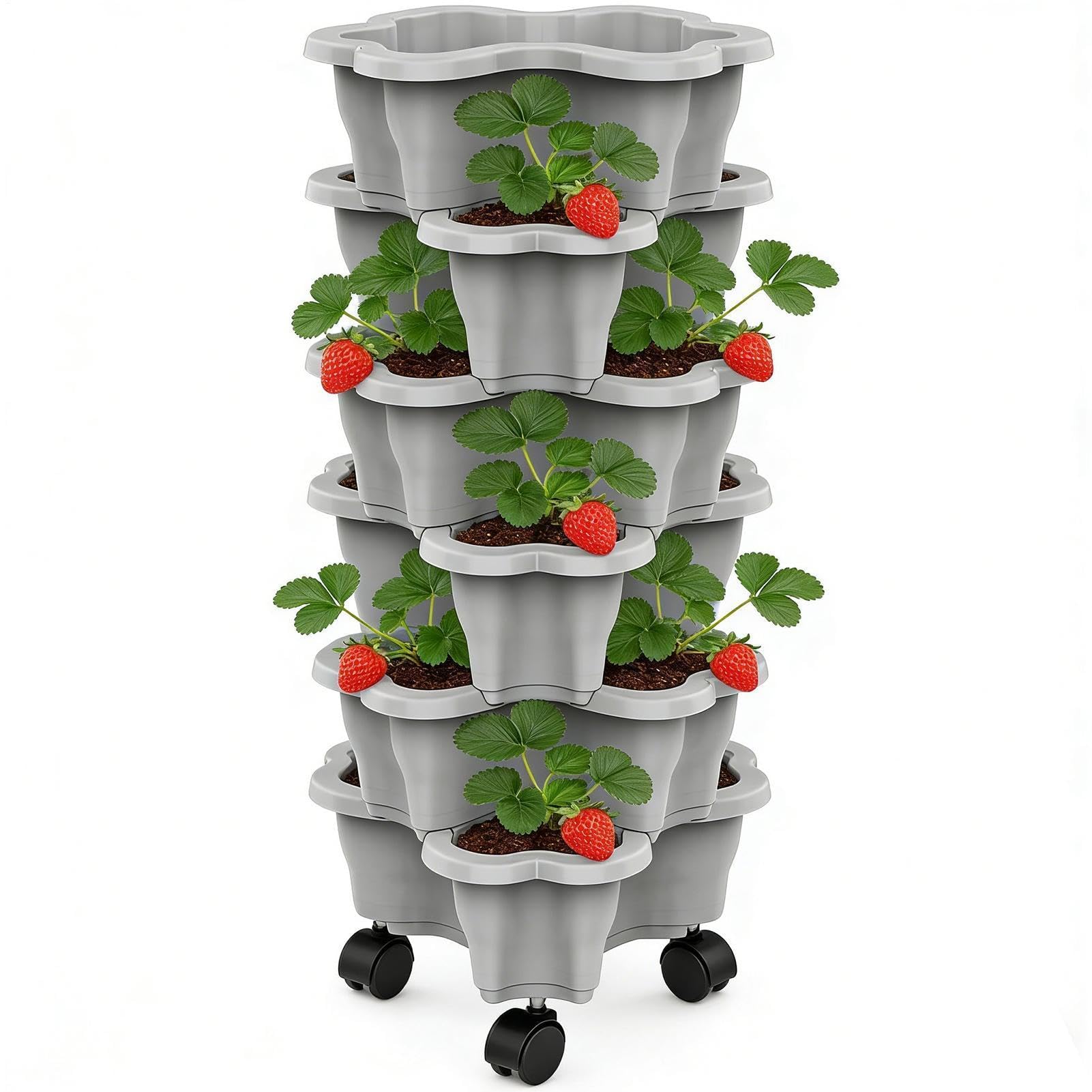 Tour de plantation verticale pour balcon et terrasse : fraises et herbes