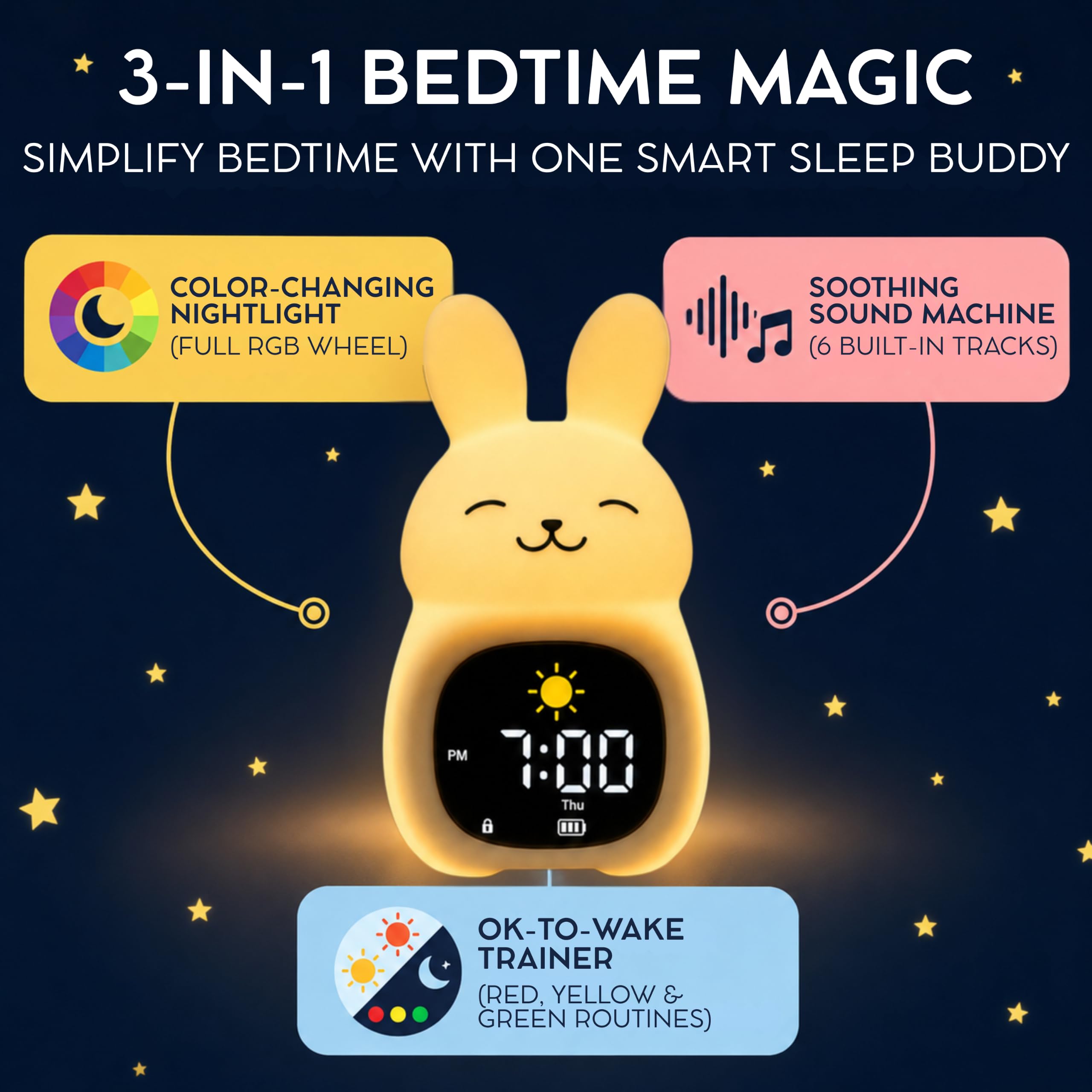 Reloj despertador para niños con control de aplicación