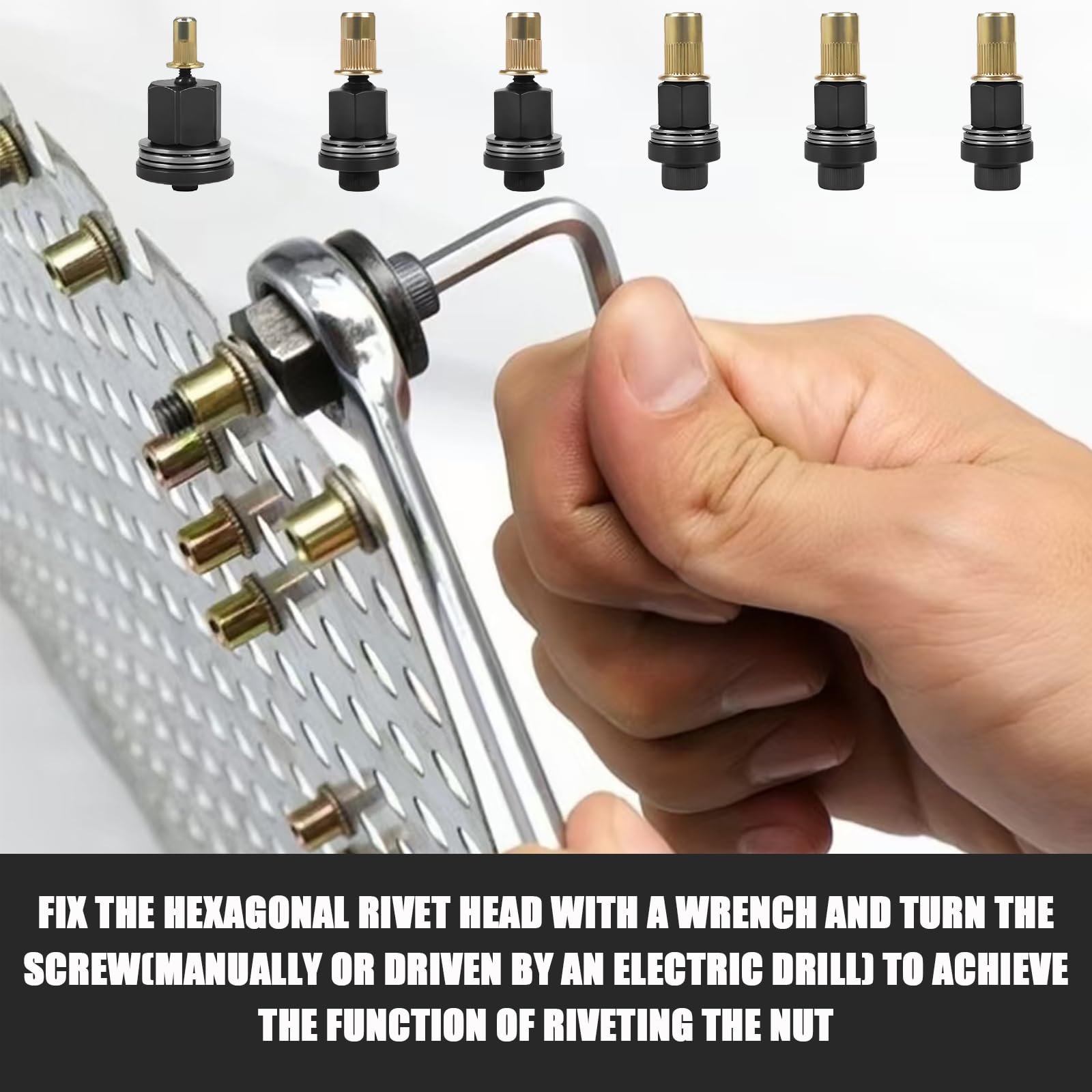 6 sztuk nitownic do wkładek gwintowanych, M3, M4, M5, M6, M8, M10, ręczna nitownica, profesjonalne narzędzia do nitów gwintowanych, zestaw ręcznych głowic do nitów