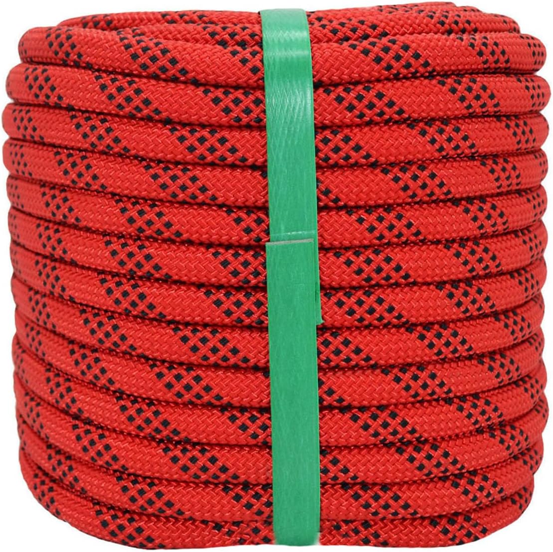 Braided Polyester Arborist Rope (3/8 inch X 100 feet) High Strength Bull Rope for Tree Work Truck Securing Camping Swing, Red