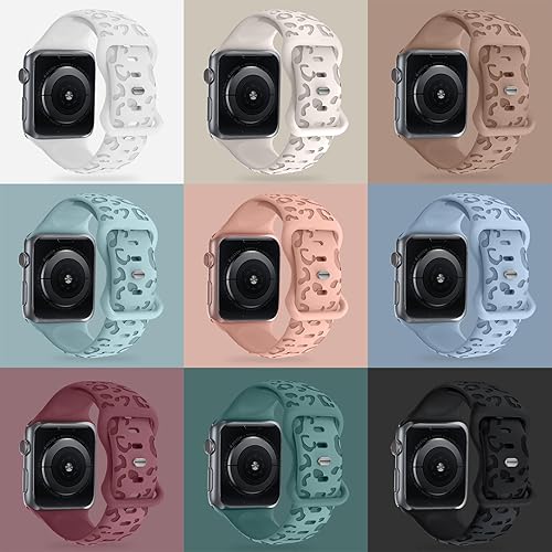 Miniatura 7 de Correas deportivas de silicona con grabado de leopardo para Apple Watch Band de 1.575 in 1.496 in 1.614 in 1.654 in 1.732 in 1.772 in, correa