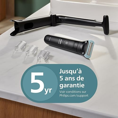 Philips Bodygroom série 5000 - Tondeuse pour hommes avec Triple protection, taille des poils et rasage des zones intimes, accessoire pliant pour le dos, 100% étanche, autonomie de 100 min, BG5480/15 - 9