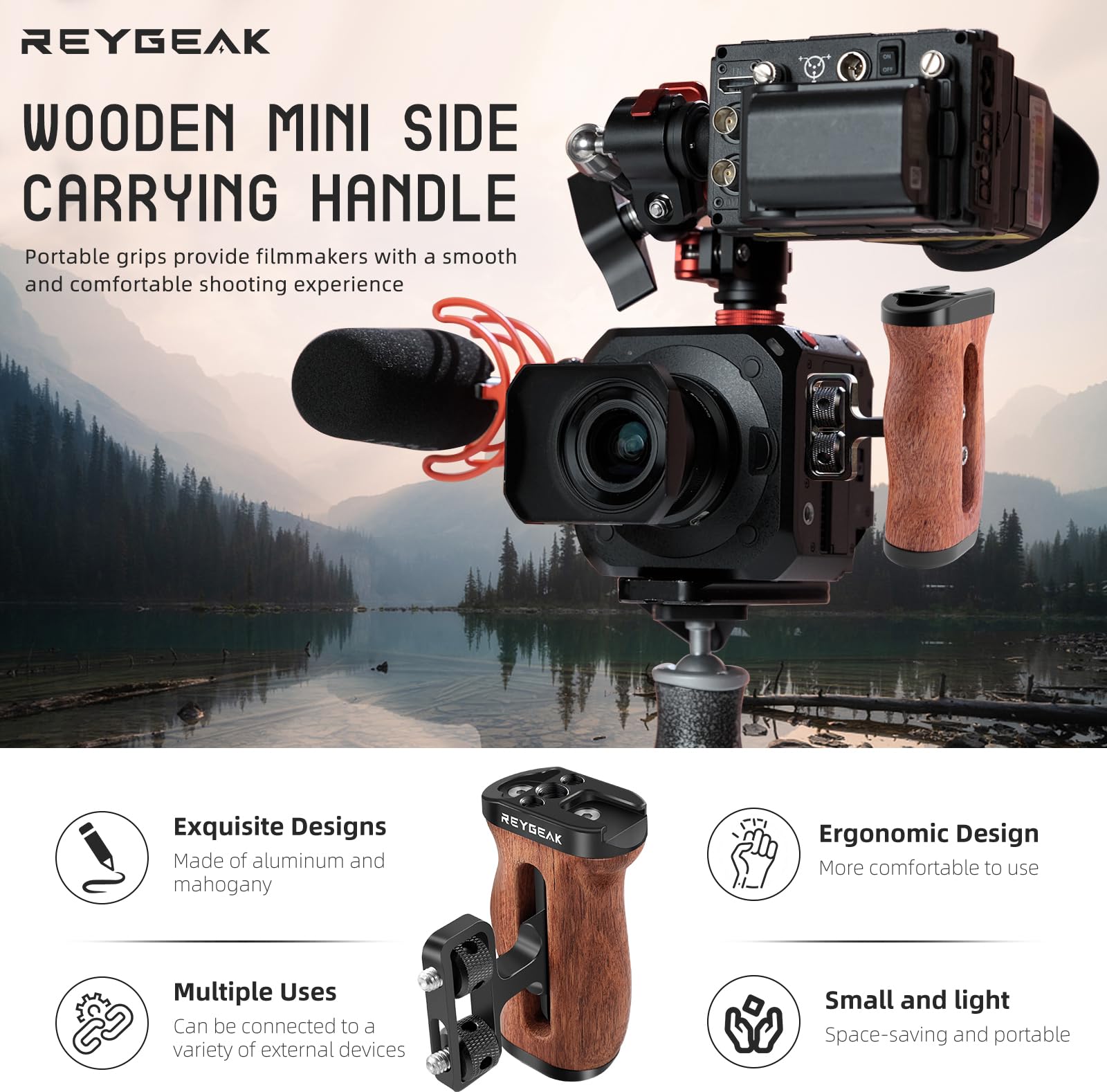 Amazon.com : REYGEAK Wooden Mini Handle Side Handgrip with 1/4