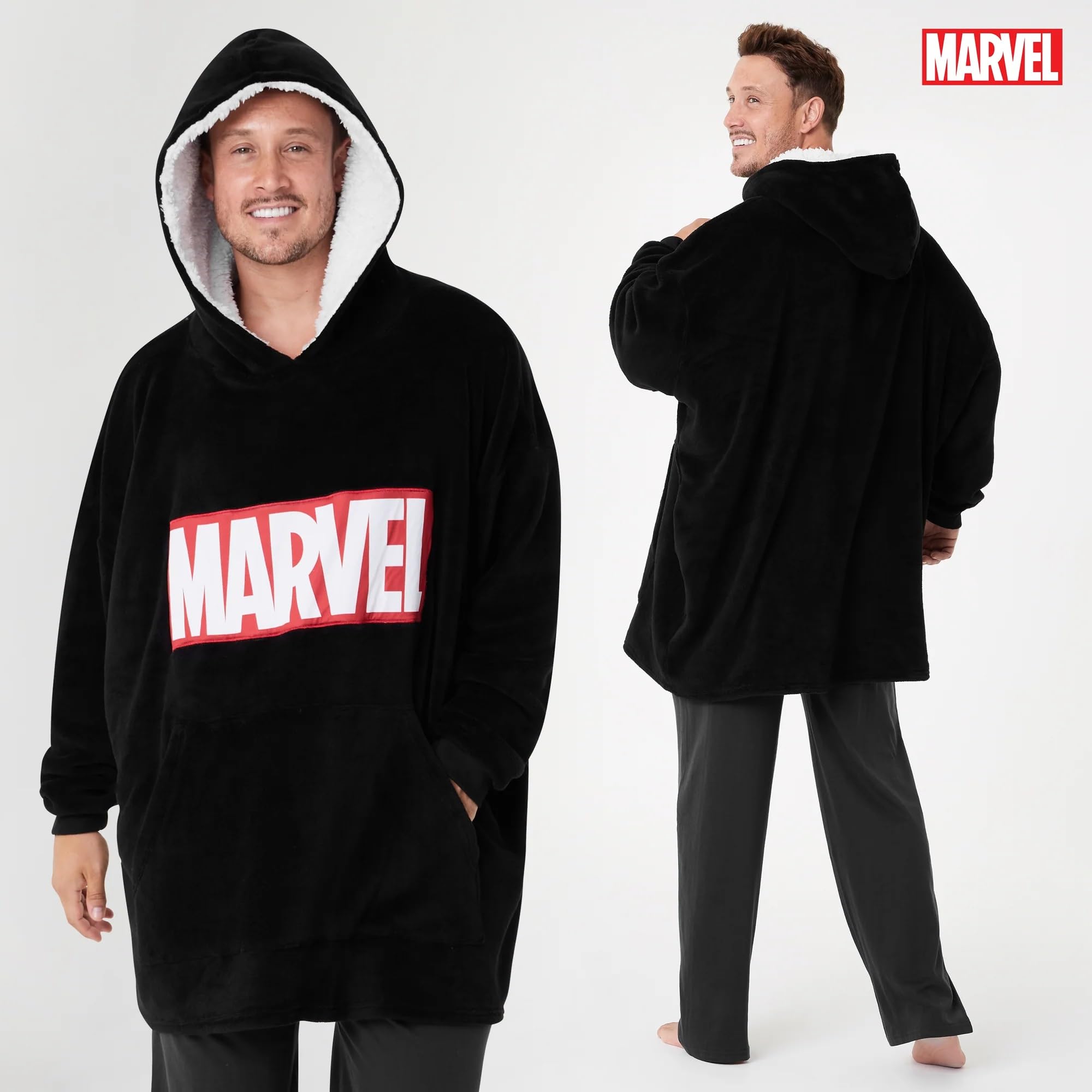 Marvel Felpa Uomo con Cappuccio Felpe Oversize Uomo in Pile Supereroi Avengers Captain America