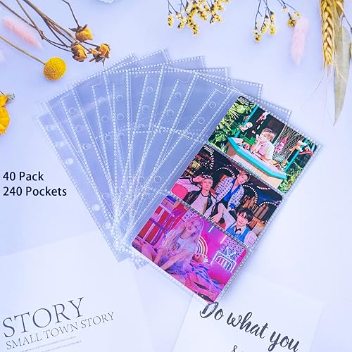 Miniatura 3 de Paquete de 40 fundas para tarjetas de visita A6 de 240 bolsillos, fundas para tarjetas de fotos K-pop ultra transparentes, de doble cara, 3