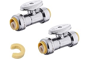 Shark Bite 1/2 Stop Valve: EFIELD 1/4 Turn Water Shut Off Valve (2-Pack)