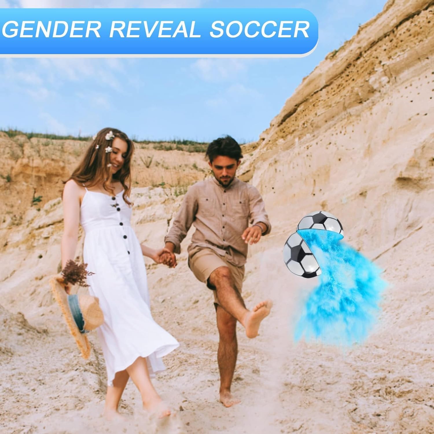 Gender Reveal - Balón de fútbol con polvo, para niños o niñas, color azul o rosa