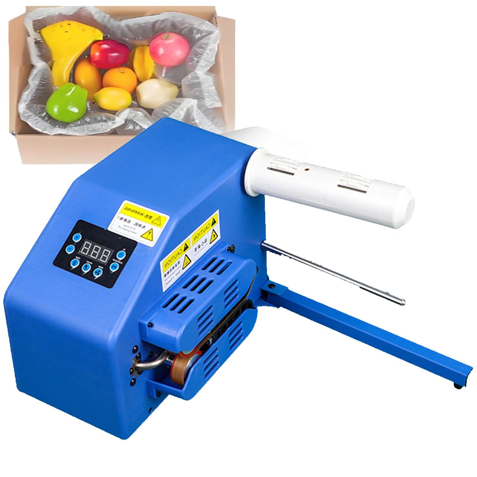 FHRKA 200W Air Pillow Film Inflator Tool, Air Cushion Packaging Machine with Keypad Digital Control Screen, Adjustable Speed & Temperature (Color a)