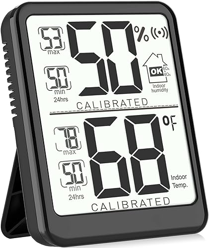 Antonki Termómetro de habitación, higrómetro digital pequeño para interiores, medidor de humedad, medidor de humedad de temperatura con sensor de