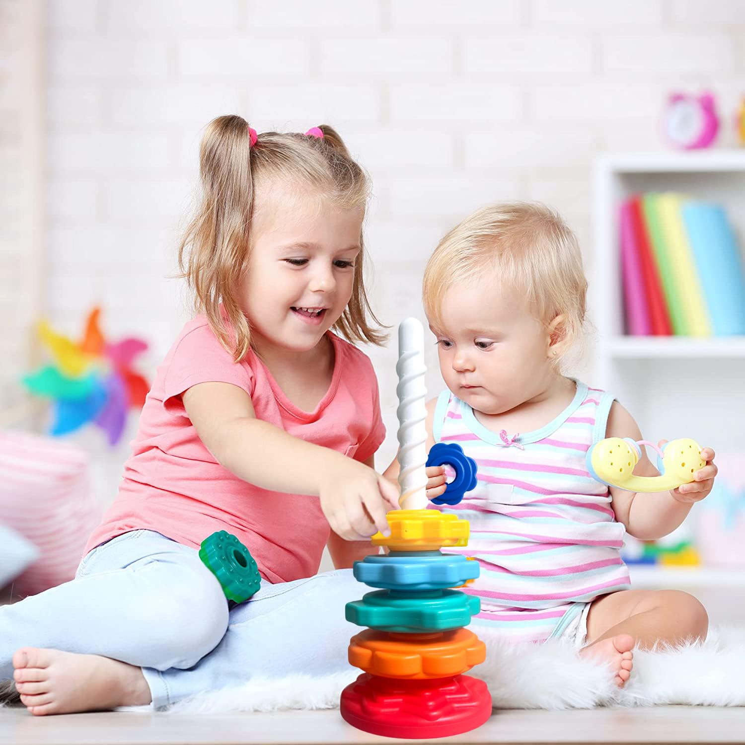 Spinning Toy, Premium Stacking Toy for Kids, One Year Old Stacking Toys, Strong ABS Plastic, Rainbow Spinning Wheel - Image 4
