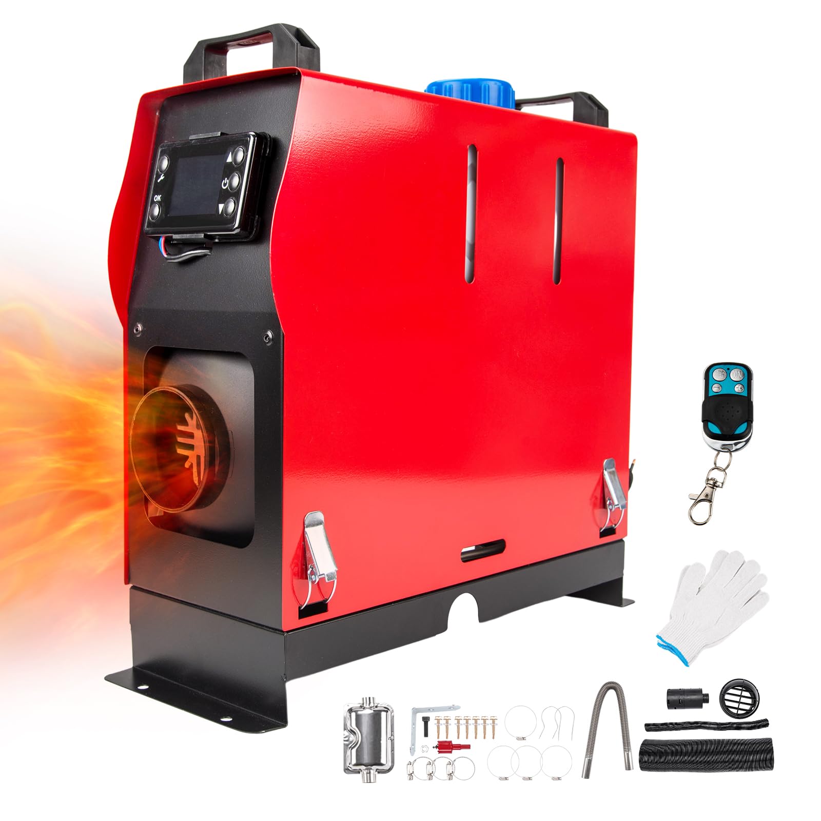8 kW 12 V nagrzewnica powietrza na olej napędowy, wielofunkcyjny, jednootworowy podgrzewacz postojowy, nagrzewnica powietrza na olej napędowy, nocna, z przełącznikiem LCD i pilotem do samochodów, ło