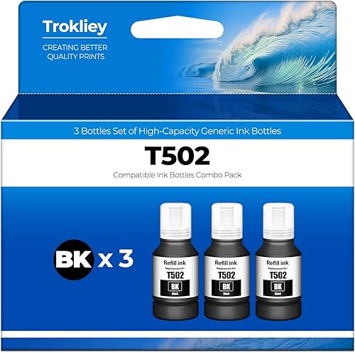 502 Tinta negra ET-3850 ET-2850 ET-4850 Reemplazo para botellas de repuesto de tinta 502 negro para ET 2850 2760 3850 ET-4760 ET-3760 ET-2760