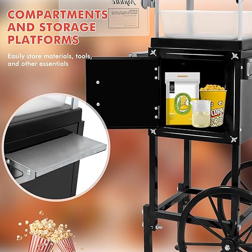 Miniatura 4 de Máquina para hacer palomitas de maíz con hervidor de 8 onzas para hacer hasta 32 tazas, carrito de máquina de palomitas de maíz, estilo vintage,