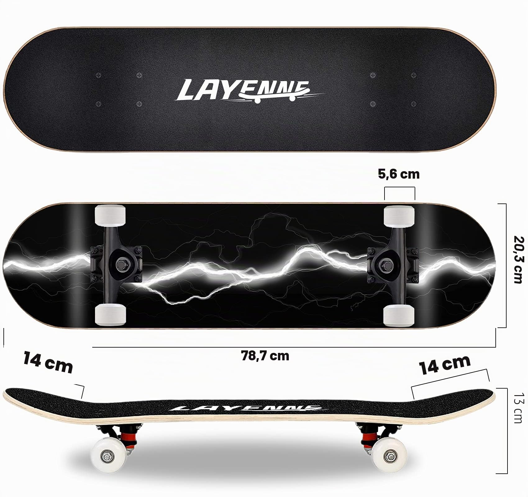 Skateboard Blitz, 31 x 8 Zoll,8-lagiges Ahornbrett, An beiden Enden symmetrisch geneigt,Geeignet für Jungen, Mädchen, Jugendliche, Straße, Erwachsene, Anfänger
