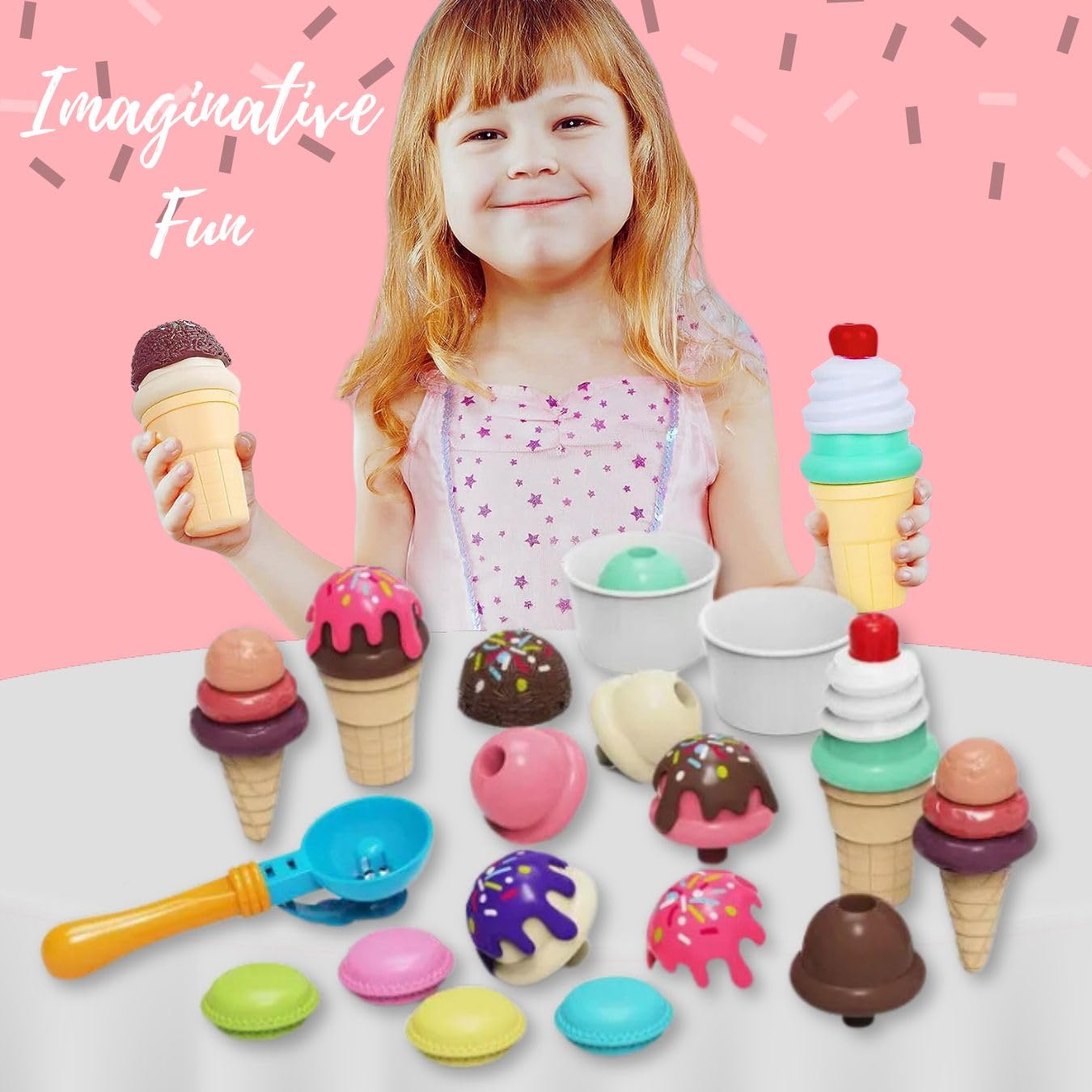 32 Pcs Ice Cream Cart Toys For Toddlers Kids Pretend Desertcart