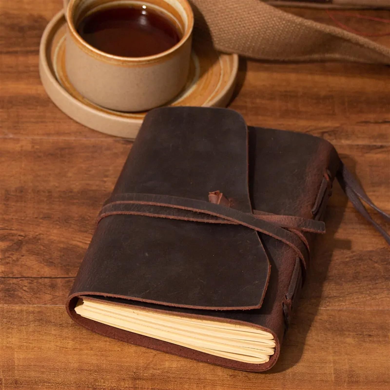 Agenda Vintage con cubierta de cuero genuino, cuaderno de notas for hombre, papelería escolar o cuaderno de bocetos for viajeros