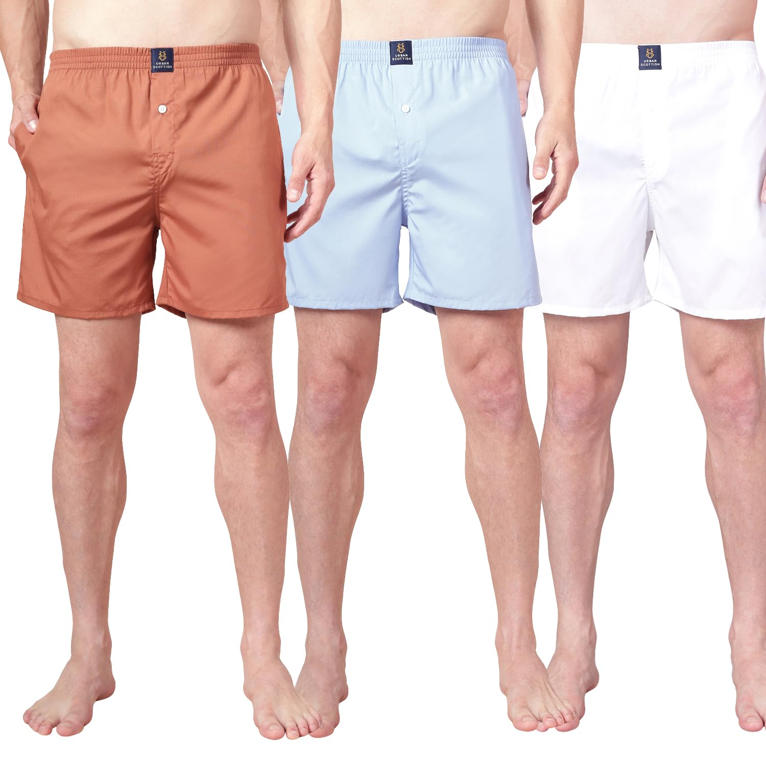 urban scottish Men’s 100% Cotton Solid Boxers Shorts with Side Pockets (Pack of 3)-picture-43