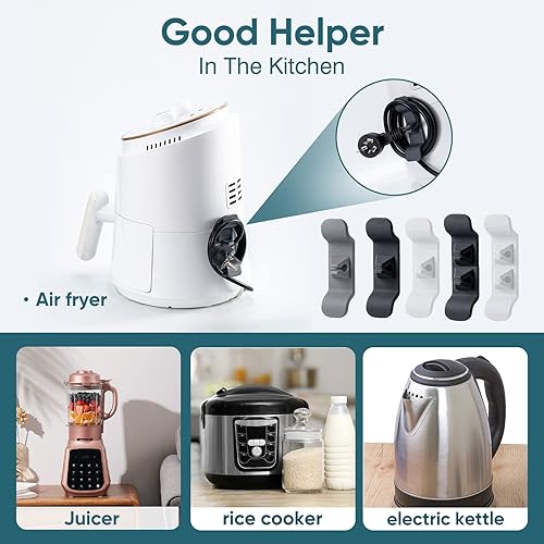 Miniatura 3 de Paquete de 20 organizadores de cables enrollador de cables para electrodomésticos de cocina con 10 piezas de cuerda adhesiva enrollador de cables