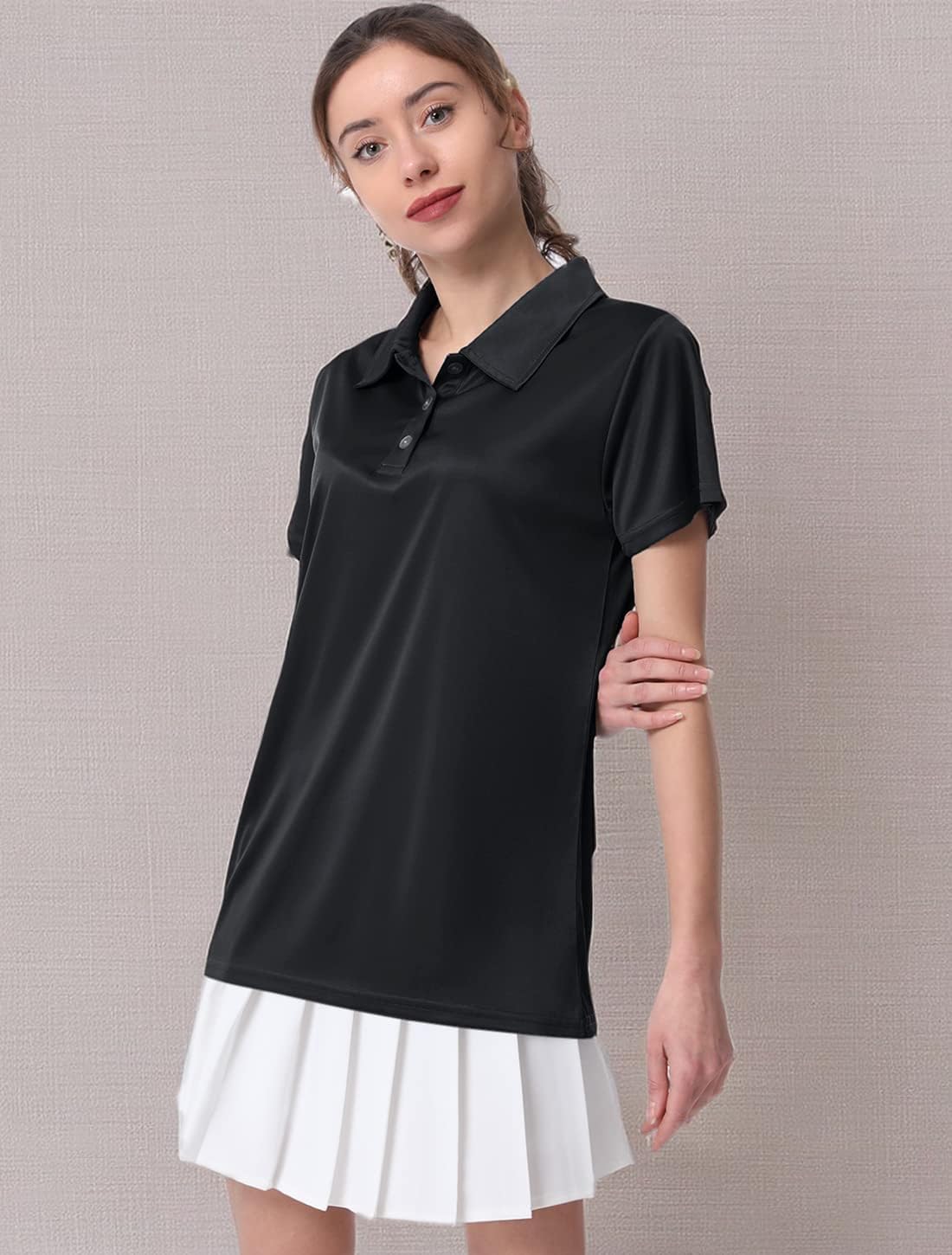 Women's Polo Tee Dry Fit Golf Shirt Moisture Wicking Short Sleeve Sport Activewear Golf Polo Tops Collar with Buttons Workout - Image 6