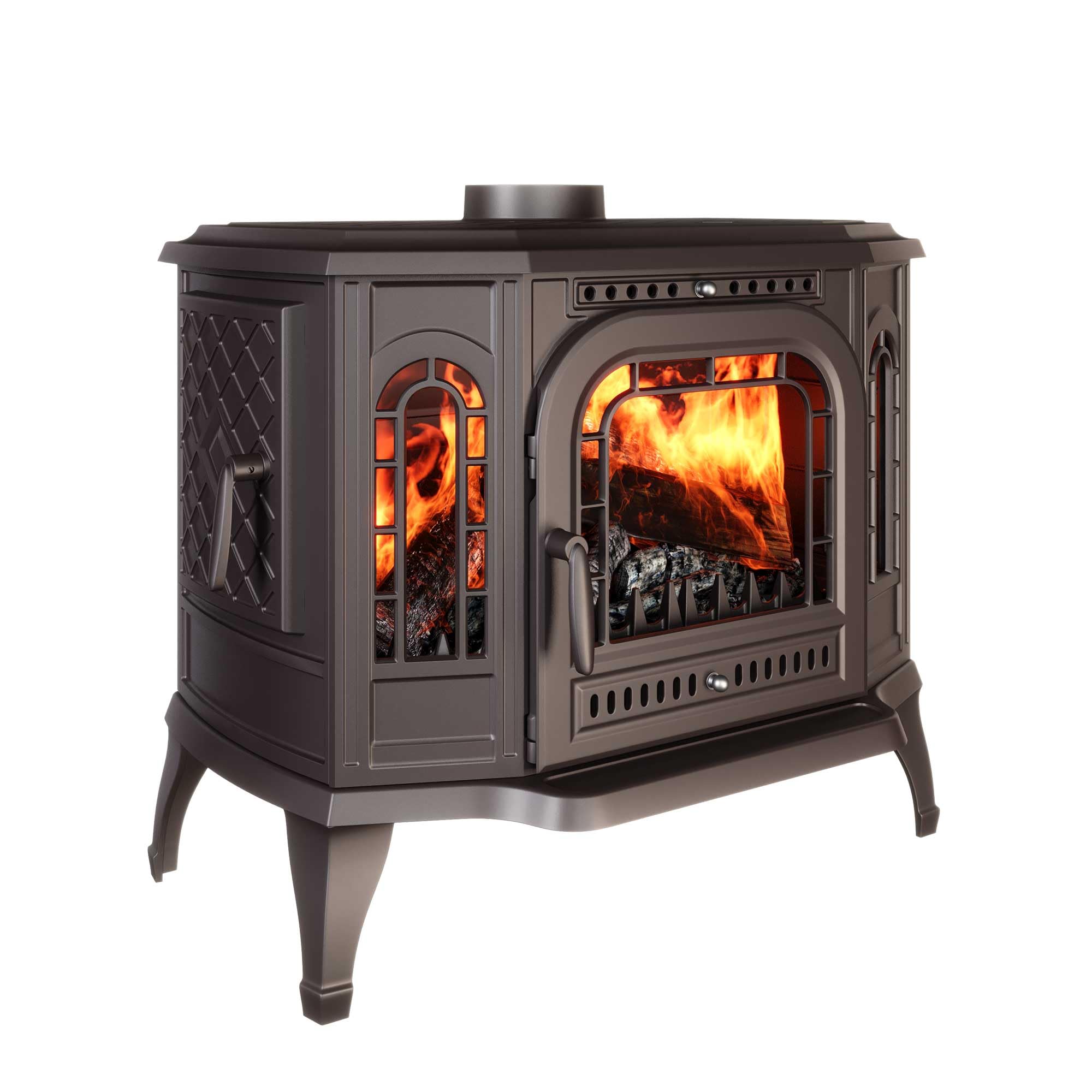 Stufa a legna libera installazione, in ghisa nera, apertura destra/sinistra - P7 LB (10,5 kW) ECO (apertura sinistra)
