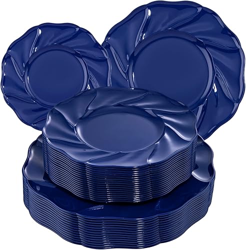 Morejoy Platos de plástico azules, 60 unidades, platos de fiesta azules, platos desechables azules, incluye 30 platos de cena azules, 30 platos de disponible en Yaxa Colombia