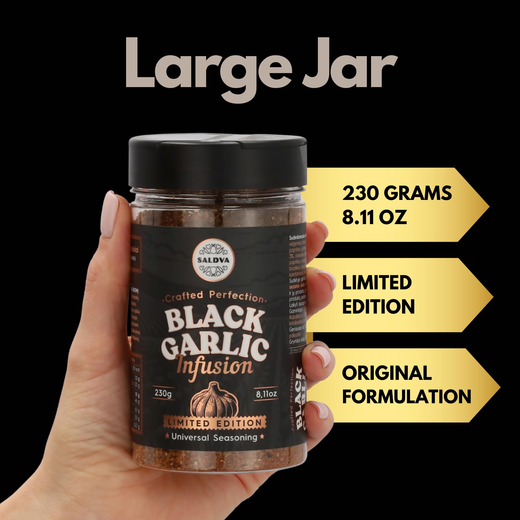 Assaisonnement barbecue à l'ail noir de qualité supérieure – Édition limitée – Saveur umami riche – Mélange d'épices audacieux et fumé – Grand pot (230 g) - 5