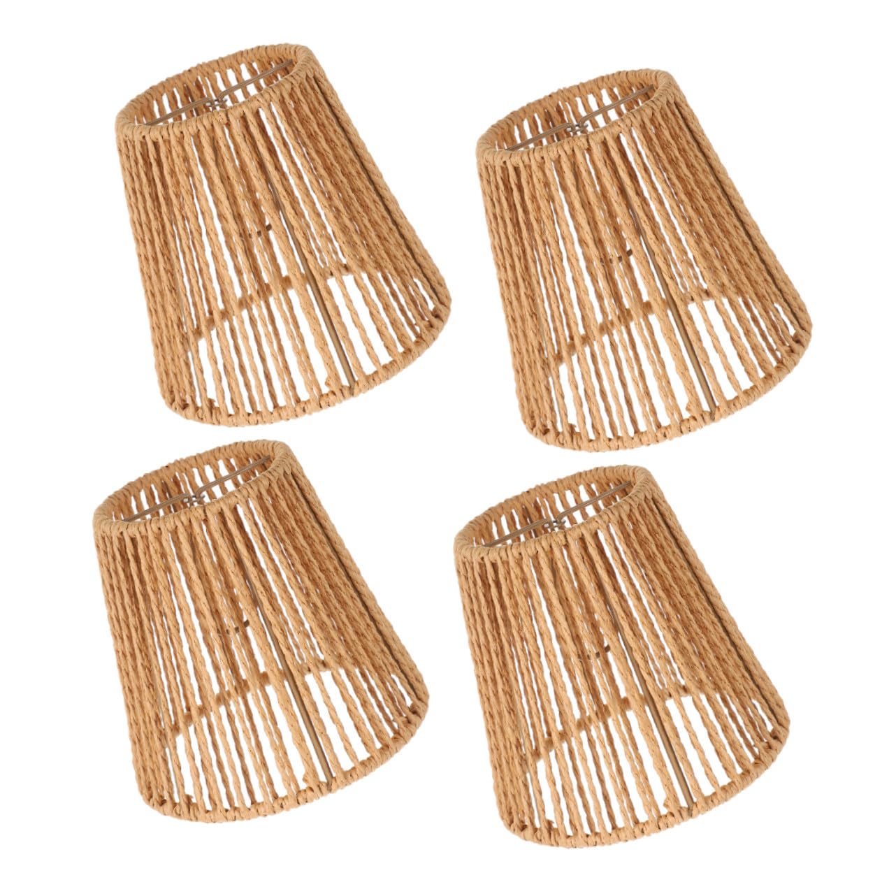 4piezas Pantallas de Lámparas Imitación Ratán Pantallas Tejidas para Lámparas Colgantes Apliques Bohemias Hechas Mano para Mesita de Noche Retro Luz