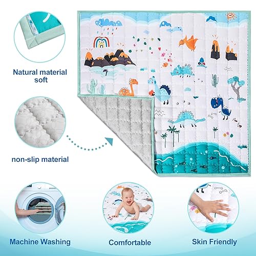Miniatura 4 de Tapete de juego para bebé, tapete de juego para bebé de 71 x 59 pulgadas, compatible con el corralito de bebé TODALE y LIAMST, transpirable,