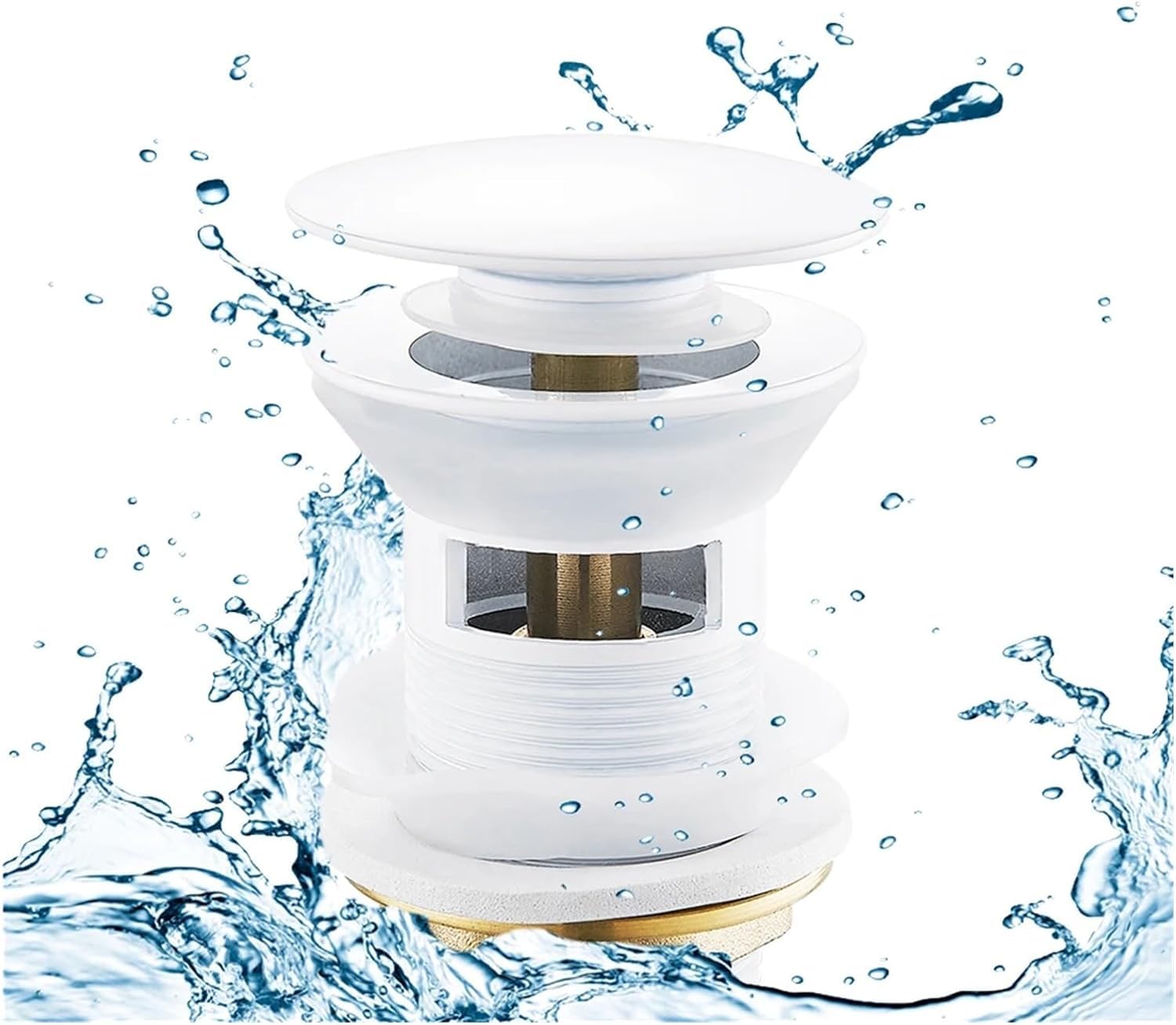 sustitución de Tapones de Fregadero Pop up, Tapón de Drenaje emergente for Lavabo de Lujo Blanco, Accesorio for baño, Cocina, bañera, tapón de Lavabo de latón