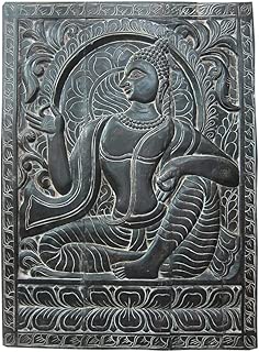 Mogulinterior Budha Interiors Vitarka Mudra Teaching Buddha Carving Wood Wall Hanging 36x48 Inches