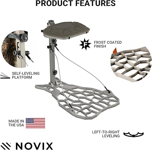 Miniatura 2 de Helo - Soporte de árbol ultraligero para colgar  Soporte de plataforma de aluminio fundido con cojín de asiento, asiento ajustable, soporte seguro