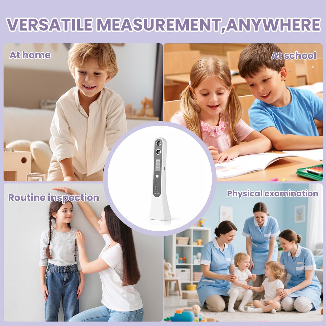 Misuratore di Altezza Digitale a Ultrasuoni Stadiometro Portatile con Display LCD per Bambini e Adulti