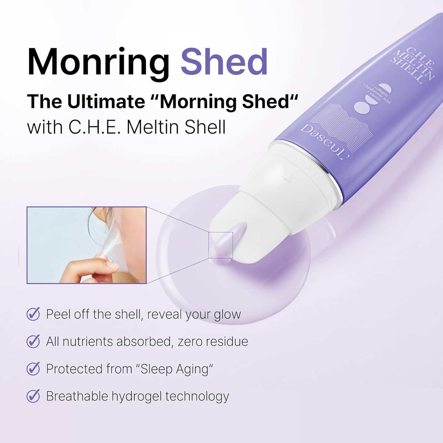 C.H.E. Meltin Shell™ 2.19 fl.oz | Gel-Shell Overnight Mask with Built-in Brush – Low Molecular Collagen, Elastin & Hyaluronic Acid for Face Lifting, Firming & Deep Hydration, Korean Facial Mask - Image 6