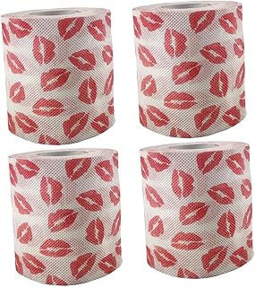 HEALLILY 4Pcs Batom Vermelho Rolo Impresso Moda Guardanapo Papel Higiênico Vermelho Guardanapos De Papel Vermelho Padrão De Impressão Labial Tecido Higiênico Impresso Papel Web Doméstico
