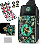 Owngen Cute Carrying Storage Bag Compatible with Nintendo Switch/Lite/OLED, Portable Sling Crossbody Shoulder Travel Backpack with Game Card Case & 4 Thumb Grip Caps Accessories