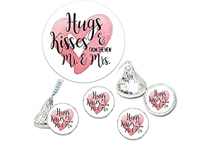 Chocolate Drop Labels Stickers: Hugs and Kisses from the Mr. and Mrs.