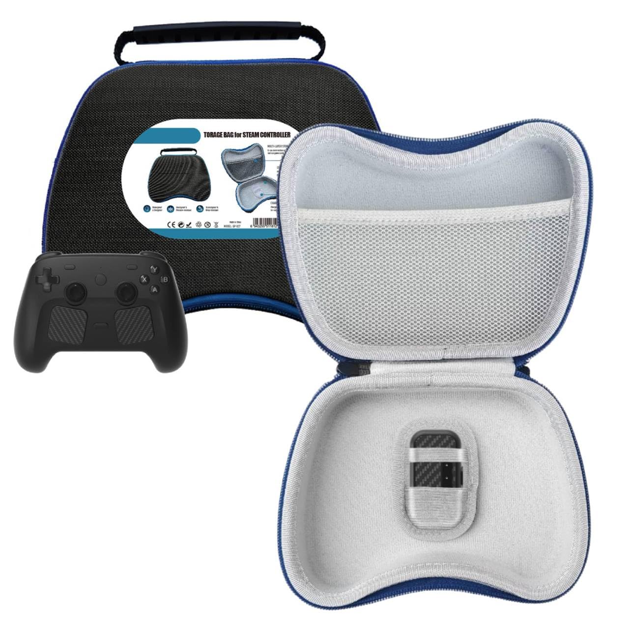 gattibor Game Controller Protective Case for Steam Controller 2, Waterproof Hard Shell with Mesh Pocket & Puck Storage Portable Travel Carry Bag for Steam Controller 2 Accessories
