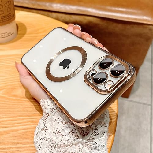 Miniatura 4 de Funda compatible con Apple iPhone 12 Pro Max, transparente + dorado para mujereshombres, a prueba de golpes, resistente, bonita funda protectora