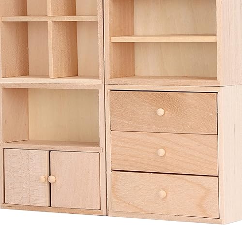 Miniatura 7 de Juego de 4 gabinetes de casa de muñecas de 1/12, diseño simple, práctico y realista en miniatura, casa de muñecas