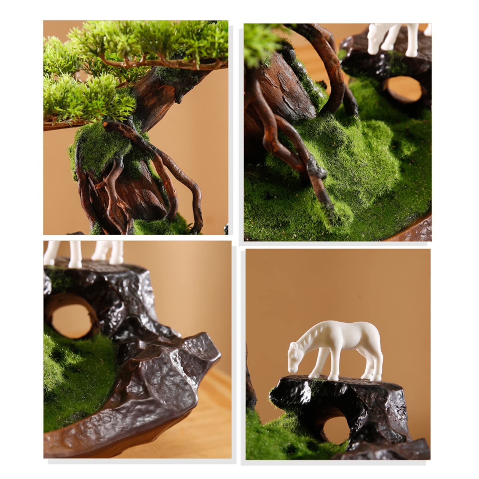 Artificielle Bonsaï Plante en Pot Artificielle Faux Invité-Salut Pin Bonsaï Ornement Jardinière avec Pichet en Céramique for Affichage de Bureau Décoration d'intérieur de Bureau à Domicile Plante Arti