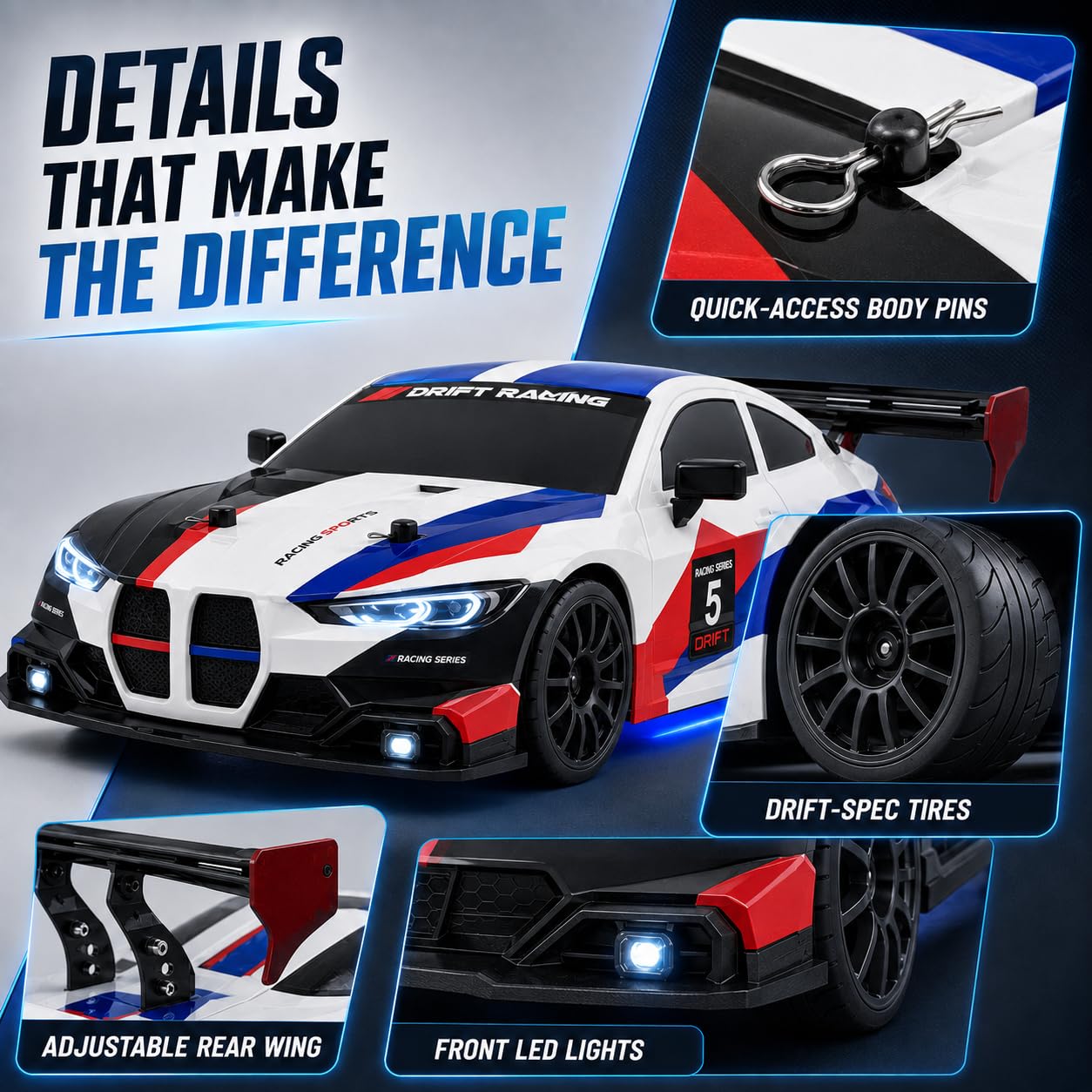 FLYTEK RC Drift Car - 1:24 Scale 4WD -7 FLYTEK RC Drift Car - 1:24 Scale 4WD -7