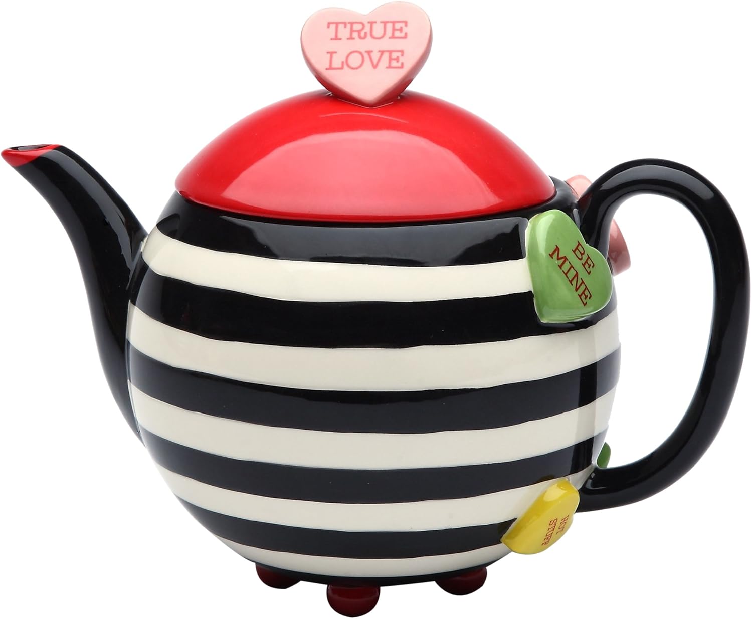 StealStreet SSCG62365, 7 Inch Porcelain Valentine Striped and Heart True Love
