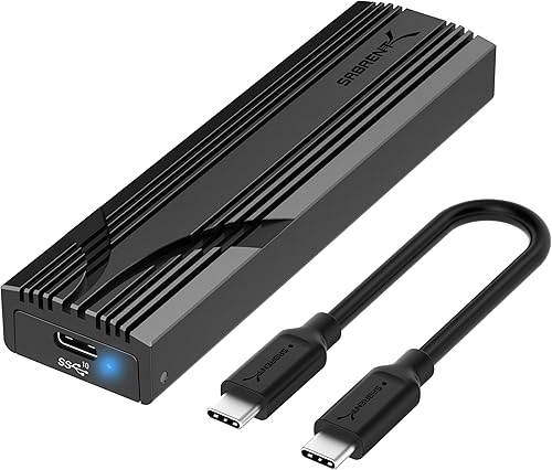 SABRENT Carcasa USB C NVMe, Carcasa SSD M.2 sin herramientas para 2230-2280, adaptador USB 3.2 Gen 2 de 10 Gbps, refrigeración de aluminio, carcasa