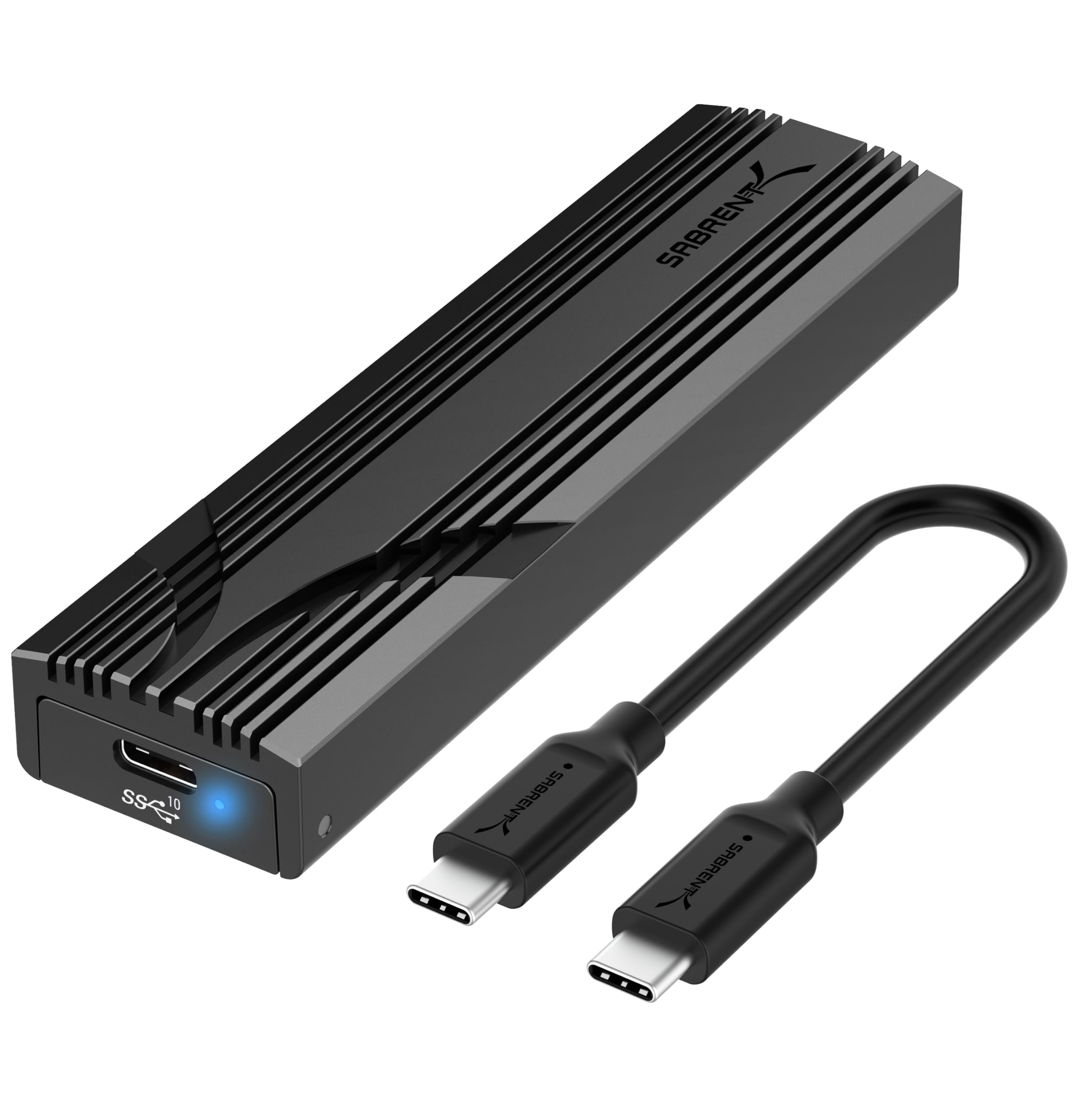 SABRENT NVMe Gehäuse USB 3.2 Type-C für M.2 SSDs 2230/2242/2260/2280, nur NVMe (Keine SATA), 10Gbps Gen 2, werkzeuglos, Aluminium-Kühlkörper, Type-A Adapter, Plug & Play (EC-PNVO)