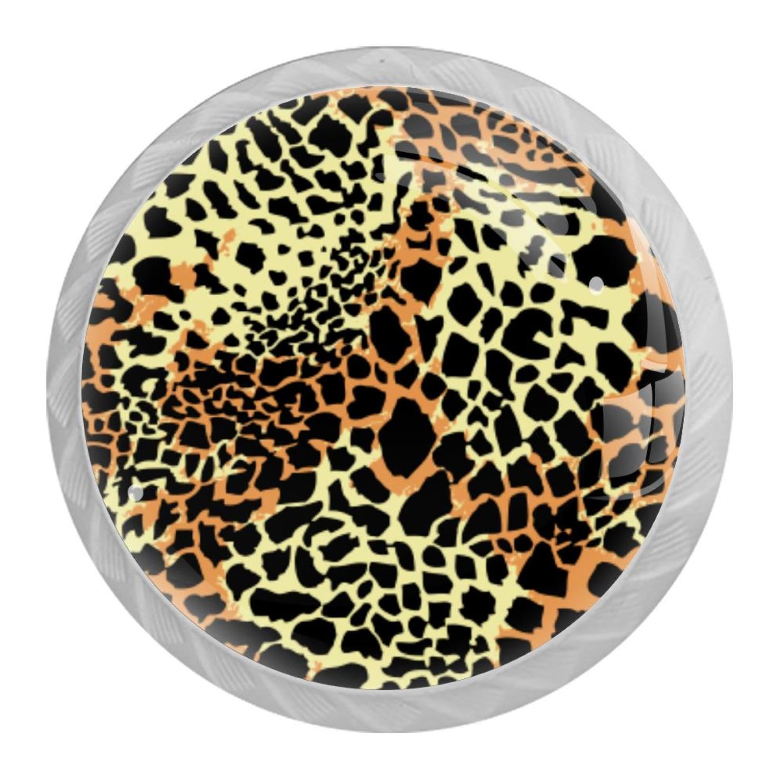 Tqmspg 4 Pieces Drawer Pulls Leopard Print Door Knobs Dresser Handles for Kitchen Wardrobe Cupboard Hardware Furniture